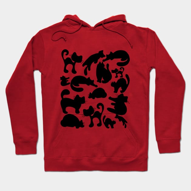 Black Cat Silhouette Pattern Hoodie by Studio Hues